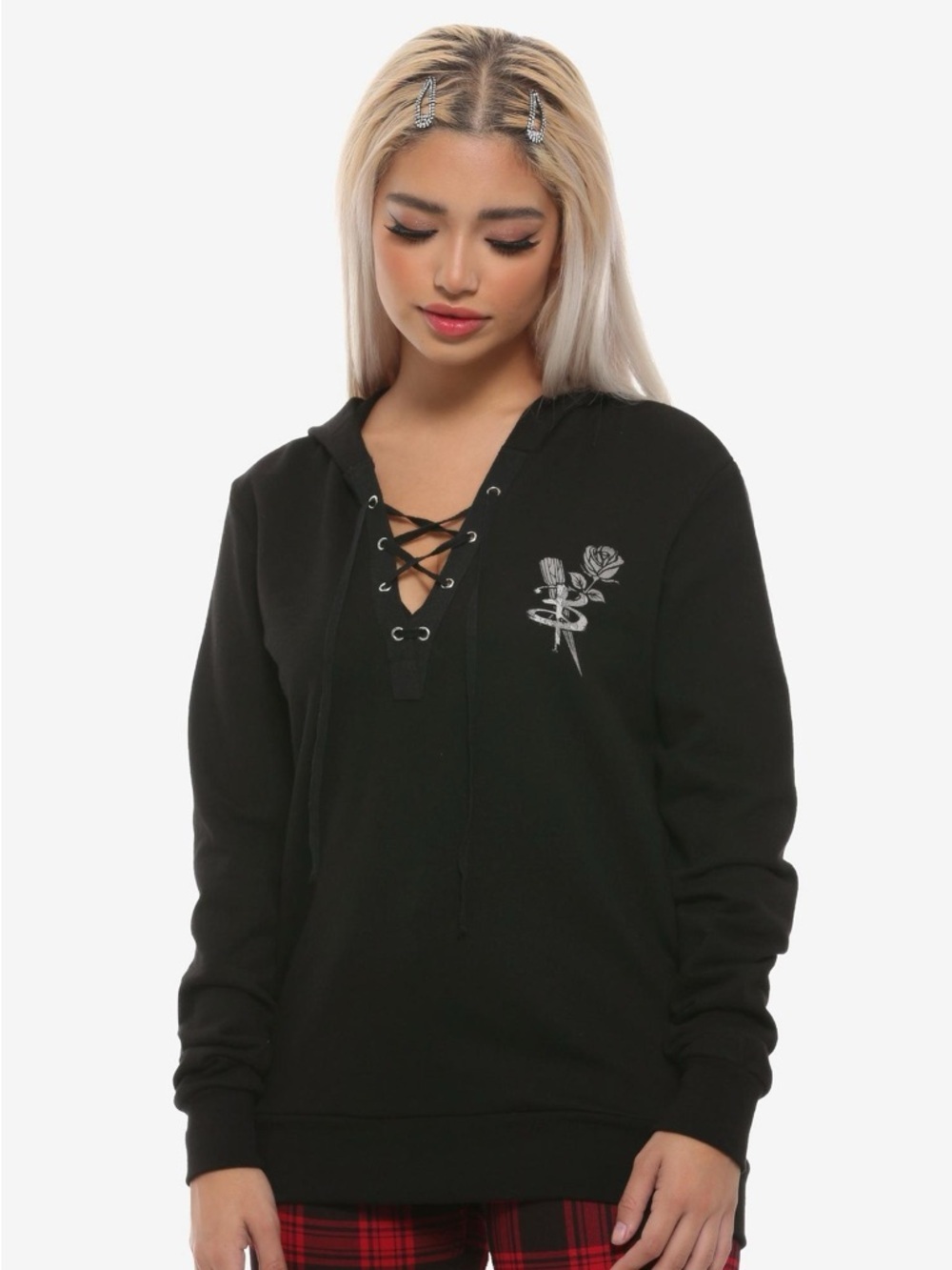 Buffy the Vampire Slayer Lace Up Hooded Sweatshirt Size Small Black